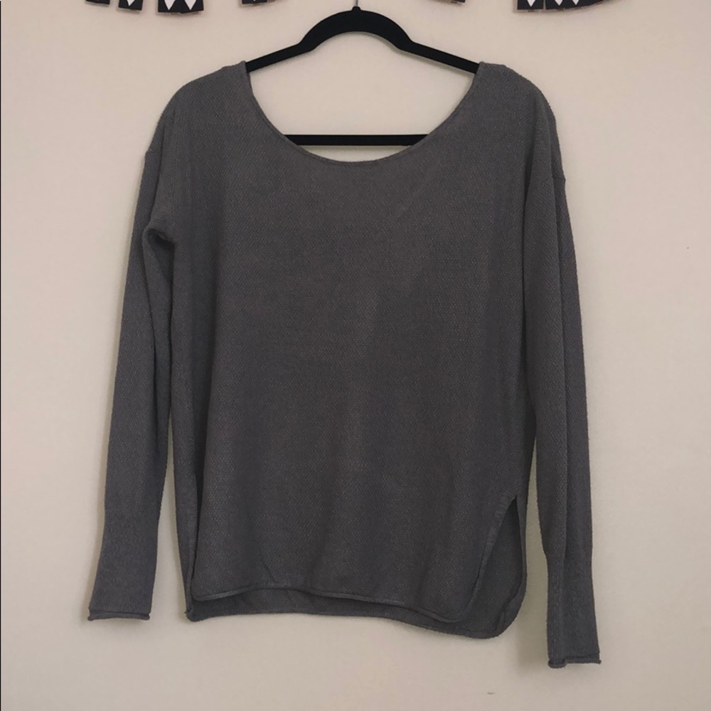 Grey cross-back sweater - Picture 2 of 5